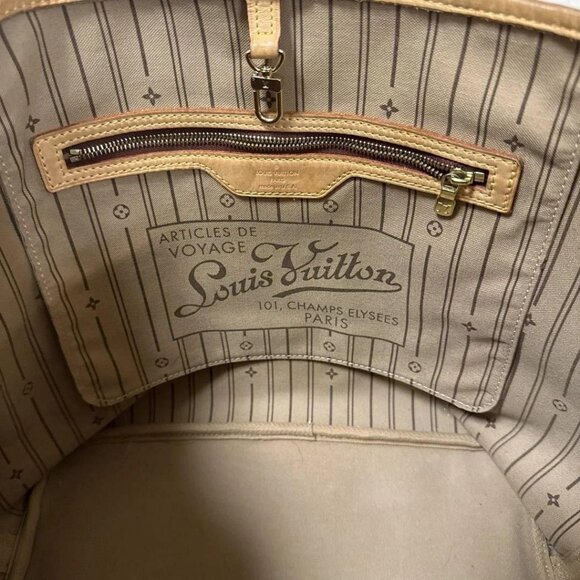 Authentic Louis Vuitton Neverfull MM Monogram Tote Shoulder Bag Brown Tan LV - Picture 10 of 13